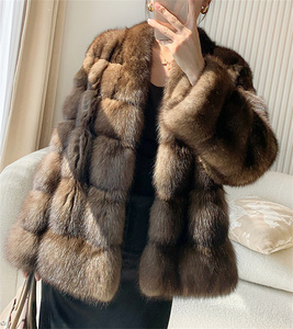 Acheter Femmes Noir Sable Mink Manteau D'hiver Court Fourrure Sable Manteau Pur Naturel Sable Manteau De Fourrure De Sable - Product Image 2