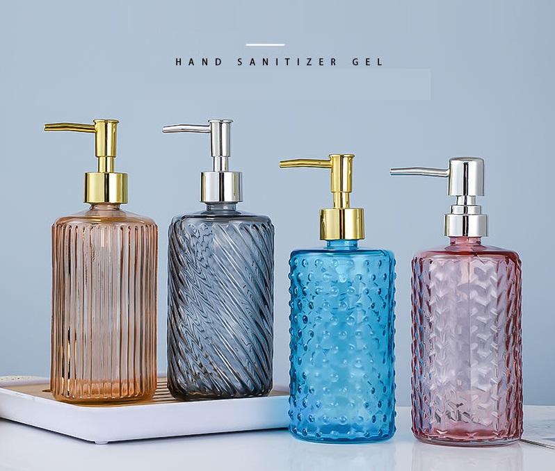 480ml colorful glass Bottles Thick Amber Glass Soap Dispenser with Stainless Steel Pump