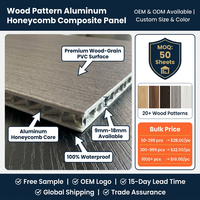 Panneau composite en aluminium nid d'abeille à motif bois imperméable de 18 mm, isolation acoustique