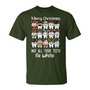 Joyeux Noël T-shirt dentaire : Que tous vos dents soient blanches – Design de Noël - Product Image 1