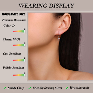 ต่างหูห้อยอัญมณี0.37CTW แบบมินิมอลสำหรับผู้หญิงต่างหูห่วงชุบทองคำขาวชุบเงิน925ของขวัญเครื่องประดับทางศาสนา - Product Image 6