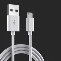 Câble de téléphone Android direct usine V8/Micro USB 5P Blanc Noir 2 mètres PVC pour charge et transfert de données, charge rapide