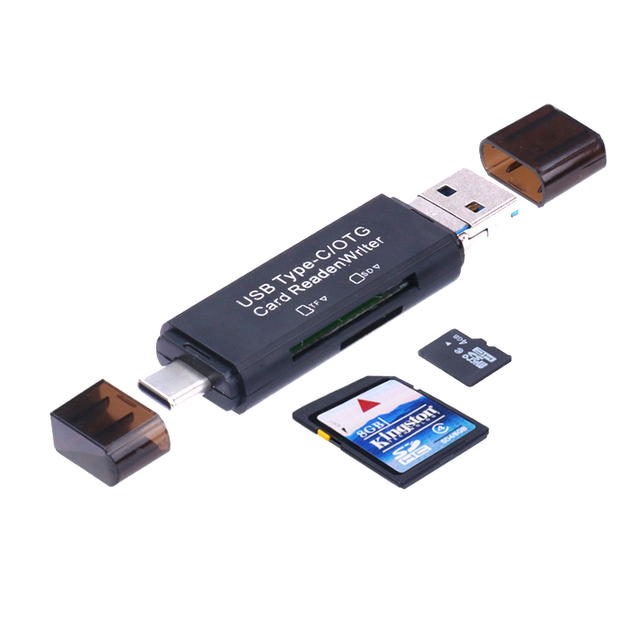 USB 3.0 TF SD 2 in 1 OTG Card Reader USB and Type-C Adapter TF SD Memory Card Reader Writer for PC Computer Mobile Phone