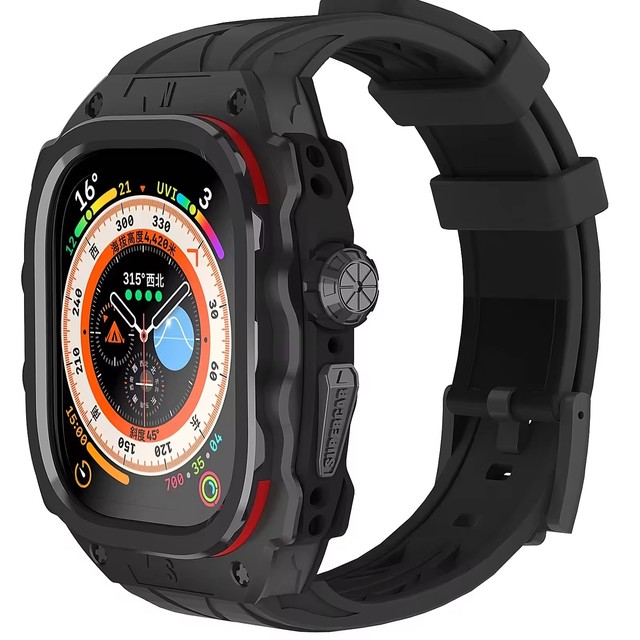 49mm Luxury Metal Watch case Modification Kit for apple Watch ultra Strap 49mm With Rubber Watch Bands