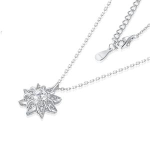 925 Sterling Silver Women's Trendy Sunflower Pendant Necklace Brilliant Cut Cubic Zircon Stone Rhodium Plated Link <b>Chain</b> Party - Product Image 3