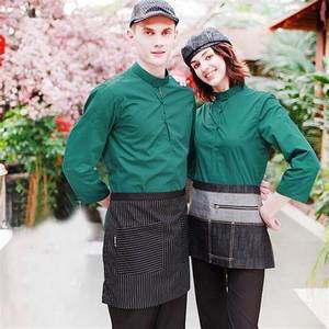 OEM <span class=keywords><strong>2024</strong></span> Uniformes formales para restaurante Camarero Camarera Uniforme DE TRABAJO Algodón Poliéster Delantal Polo Camiseta Chaleco Gorras - Product Image 5