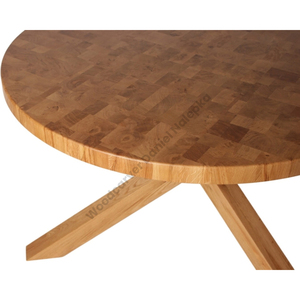 Table à manger ronde moderne en chêne avec buffet 120cm Meuble de salle à manger en chêne massif - Product Image 3