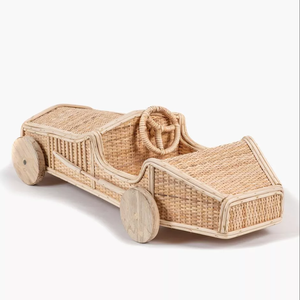 Vente en gros du Vietnam de voiture de bébé en rotin naturel fait main jouet éducatif écologique design attrayant cadeau durable pour bébé - Product Image 2