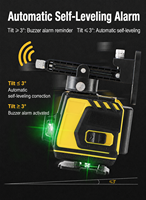 Niveau laser vert puissant 650 nm pour extérieur, qualité industrielle, 12/16 lignes, portée 30 m, auto-nivelant électronique, pour usage DIY, batterie au lithium