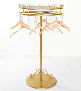 Art-estante de exhibición de ropa etal, mueble colgante redondo de pie dorado, giratorio para zapatos - Product Image 2