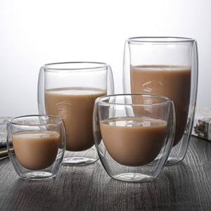 Tasse de bureau en céramique transparente créative avec verre isolé à double couche, design classique pour l'eau, le café ou le lait - Product Image 2