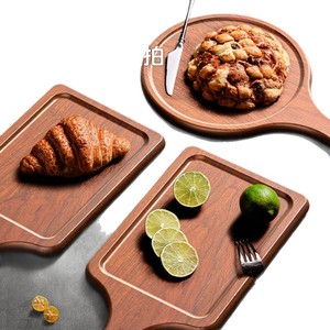 Assiette à steak en ébène, assiette à pizza, plateau en bois, assiette rectangulaire de style occidental, planche à pain, planche à steak, planche à découper - Product Image 3