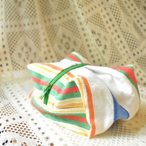 Fashion Striped Cotton Eco-Friendly Cosmetic Bag Custom Portable Cute Makeup Organizer Women Zipper Pouch Travel <b>Storage</b> - Product Image 5