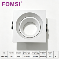 Support de Downlight Carré LED FOMSI Blanc Noir à Angle Réglable pour Ampoules LED MR16, Boîtier de Lampe LED, Cadre de Spot LED GU10 MR16