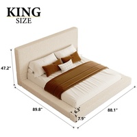 Cadre de lit moderne et simple blanc, taille Queen/King, réglable et durable, avec tête de lit rembourrée en velours