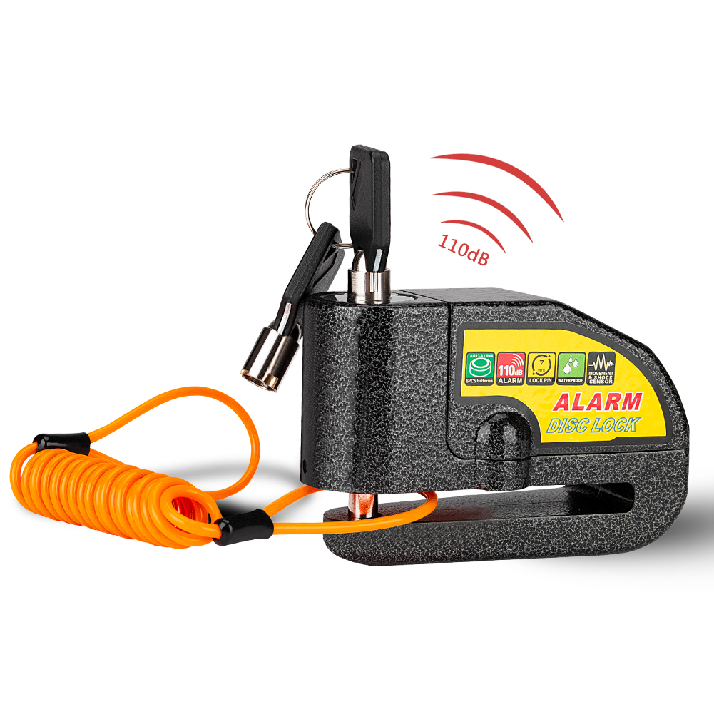 motorcycle bike Alarm sound lock motorcycle disc brake lock 110db loud Security Waterproof bicycle lock + Reminder rope