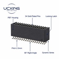 Conector de cable a placa D1100 de 34 pines, ángulo recto de 90 grados, paso de 2 mm, 3A 125V, PBT UL94 V-0, IATF16949, OEM de fábrica 1939638-7