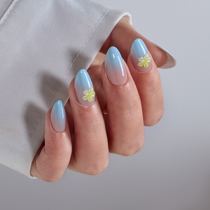 BTArtbox Uñas Postizas 3D con Diseño Ombré Azul, Gel Suave, Venta al por Mayor, Uñas Postizas de Verano en Forma de Almendra Hechas a Mano - Product Image 1