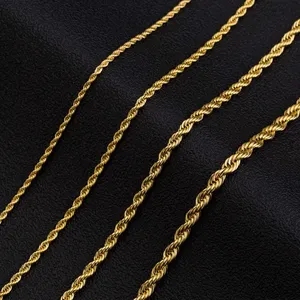 Gold Überzogene Edelstahl Schmuck Seil Kette Halskette Für Männer Frauen