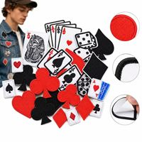 En gros, patchs brodés thermocollants et à coudre pour cartes à jouer, poker, dés, casino, motifs As, Pique, Cœur, Trèfle, Diamant