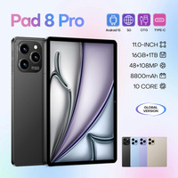 Tablet PC Profesional Pad 8 Pro de 11 Pulgadas, Nueva, con Procesador MTK Octa Core, Android 15, 16GB de Memoria, Conectividad 5G/Wi-Fi/GSM