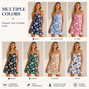 Vestido Mini Estampado con Tirantes Finos, Vestido Casual de Verano para Playa, Ajustado, de Poliéster Tejido, para Mujer - Product Image 2