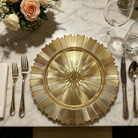 Assiette de Présentation Ronde en Plastique Doré à Motif Engrenage Classique, Pigmentée, pour Mariages et Banquets – Vente Chaude