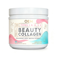 Poudre de collagène multi-types I II III V X avec acide hyaluronique, biotine et vitamine C pour adultes 330g