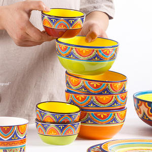 Juego de Vajilla de Cerámica de Gran Tamaño Estilo Tunecino, Tazones Pintados a Mano para la Cena, para el Hogar - Product Image 2