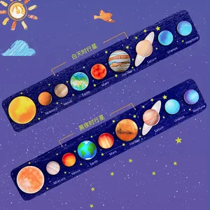 Nieuwe Montessori Houten Speelgoed Acht Planeten Puzzel Aarde Zon Zonnestelsel Planeten Planeten Cognitie Educatief Speelgoed Kinderen Geschenken