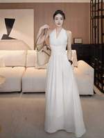 Robe Camisole en Dentelle et Tissu Résille, Nouvelle Robe Élégante Amincissante à Taille Cintrée et Couleur Unie