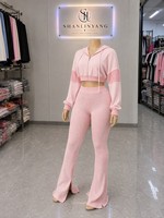 Dropshipping Agent Usa Size Boutique Lounge Wear Ensemble pantalon deux pièces à capuche et survêtement