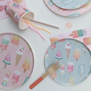 Juego de platos de papel desechables con diseño de helado rosa DAMAI para decoración de fiestas de cumpleaños infantiles de verano - Product Image 3