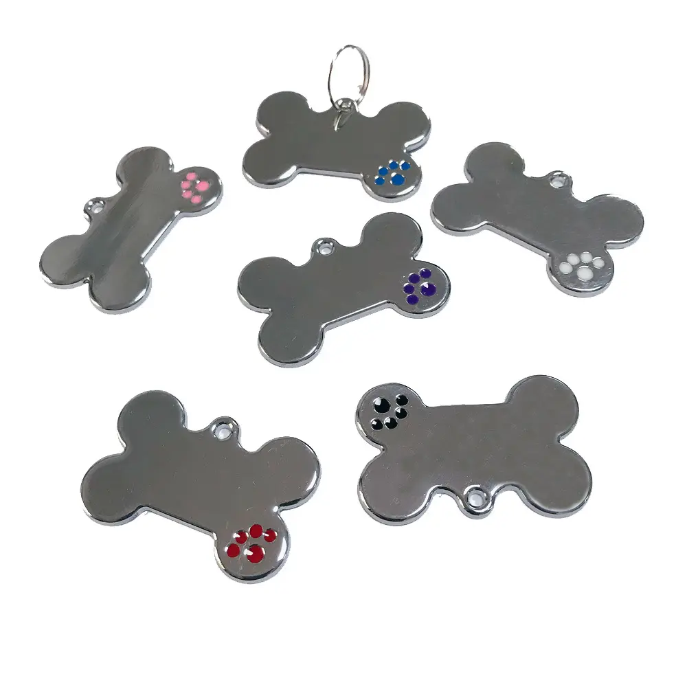 Pet supplies dripping oil metal dog tag lettering dog bone identity collar listing Monochrome fashion factory direct supply