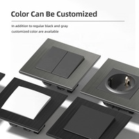 Plaque en aluminium brossé couleur or noir gris 86mm norme européenne 220V 16A prise électrique Schuko allemande murale