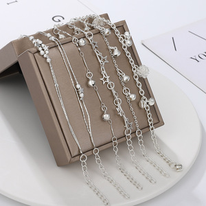 Tobillera de Aleación Minimalista Estilo Europeo-Americano con Piedra Natural, Diseño Geométrico de Estrella Inspirado en Corea, a la Moda para Mujer - Product Image 2