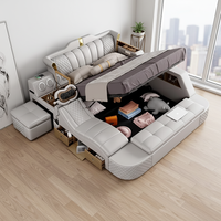 Lits en tissu tatami multifonctionnels de style européen moderne populaires pour les hôtels de luxe, lit king size