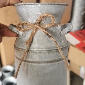 Jarrón y cubo de hojalata antiguo vintage de estilo europeo, contenedor de arreglos florales de Metal para flores secas de hierro y maceta de leche binaural - Product Image 3