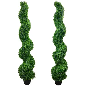 Cipreste buxo artificial 150cm planta bonsai Plástico buxo espiral árvore Poda árvore para decorações do feriado