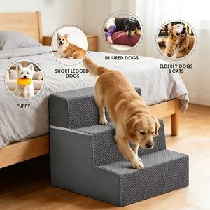 <span class=keywords><strong>Escalier</strong></span> pour chien à <span class=keywords><strong>3</strong></span> <span class=keywords><strong>marches</strong></span> antidérapant pour chiens et chats de petite et moyenne taille, <span class=keywords><strong>rampe</strong></span> pour animaux de compagnie en mousse CertiPUR-US avec housse lavable pour lit et canapé - Product Image 2