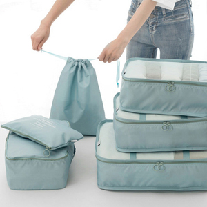 กระเป๋าเดินทาง6ชิ้นผ้าทอแบบพับได้, กระเป๋าเดินทางจัดระเบียบตู้เสื้อผ้าชั้นเดียวประหยัดพื้นที่สำหรับการเดินทางทางธุรกิจ - Product Image 4