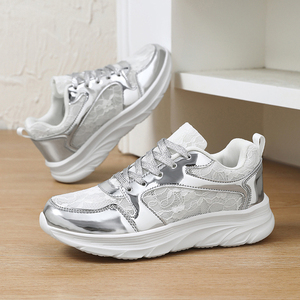 <span class=keywords><strong>Sneakers</strong></span> da <span class=keywords><strong>Donna</strong></span> Personalizzate <span class=keywords><strong>Bianche</strong></span> e Argento con Piattaforma Chunky, Traspiranti, Scarpe Casual da <span class=keywords><strong>Donna</strong></span> in Rete, Calzature Femminili, <span class=keywords><strong>Sneakers</strong></span> da Tennis - Product Image 3