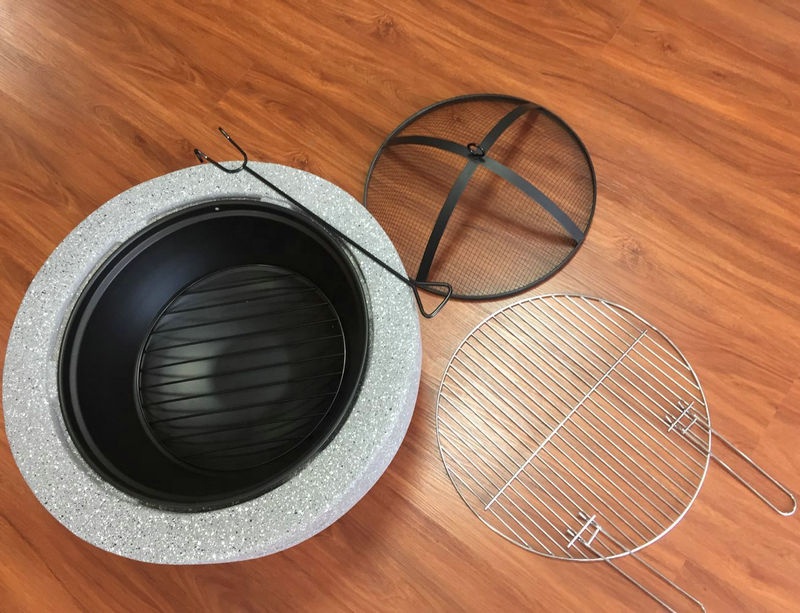 Concrete stone magnesia fire pit Backyard party heater Simple compact brazier stove with lid smokeless utility model