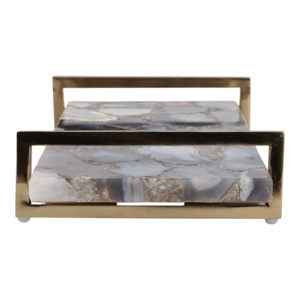 Vassoio rettangolare in marmo con manico in metallo per decorazioni per la casa o come centrotavola - Product Image 3