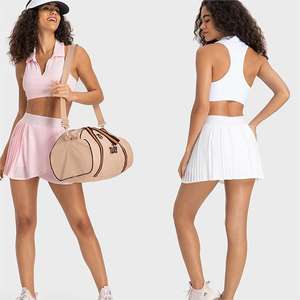 Mode Atletische Sportkleding Sets Yoga Schokbestendige Bh Gym Training Geplooide Tennisrok <span class=keywords><strong>2</strong></span> Stuk Tennisrok Sets Voor Dames - Product Image 1