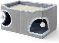 Modernes Winter-Katzen- und Hundehaus, extra breit, mit abnehmbarem Polyester-Oberteil, faltbare Katzenhöhle, Unterhaltung für mehrere Katzen/Hunde