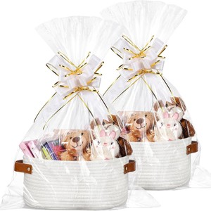 Tay dệt bông sợi dây thừng với xử lý kéo hoa Quà tặng Túi Chìa Khóa Đồ chơi tạp phẩm snack hình bầu dục lưu trữ giỏ khung - Product Image 5