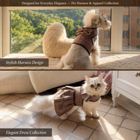 Ensemble de promenade universel populaire pour animaux de compagnie : Harnais gilet à motif écossais avec laisse, pour usage extérieur toutes saisons, pour petits chiens et chats