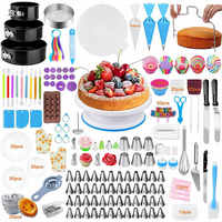 489 Stück Stahl kuchen Dekorieren Düsen Set DIY Backen Too Turntable Cupcakes Icing Rotierende Stand Box Neue Geburtstags torte Ergänzungen
