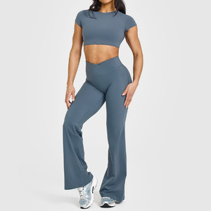 Women's Nude Feel Slightly Flared Yoga Pants High Waist Tummy Control Sports Fitness Long Leggings For Summer 2025 - Product Image 3